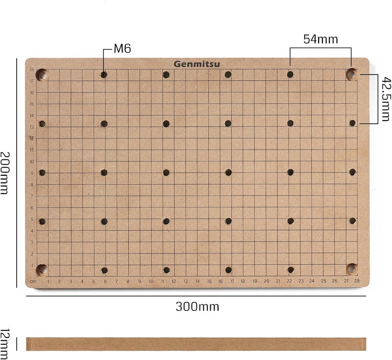 Genmitsu CNC MDF Grid Spoilboard for 3020 CNC Router Machine, Compatible with 3020-PRO Max Perfectly, 300 x 200 x 12mm, M6 Holes (6mm), Screws and Wrench Included - Image 2